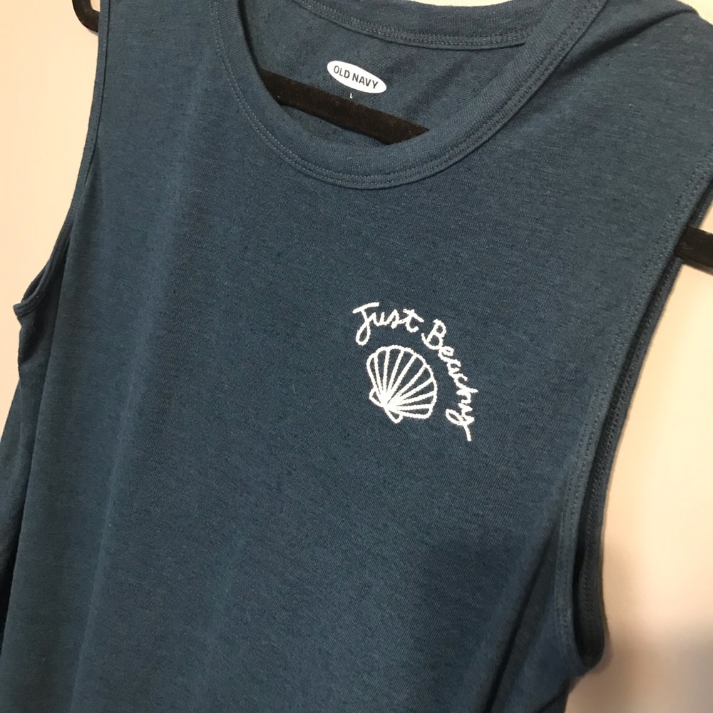 [2/15 or 4/25] Old Navy • Blue “Just Beachy” Tank